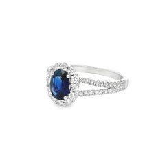 Roman Malakov 1.08 Carats Oval Cut Sapphire & Diamond Halo Engagement Ring