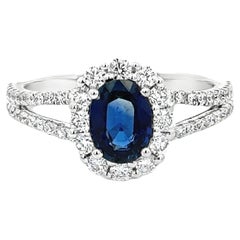 Roman Malakov 1.08 Carats Oval Cut Sapphire & Diamond Halo Engagement Ring