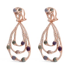 Roman Malakov 10.81 Carat Total Multicolor Cabochon Drop Fashion Earrings