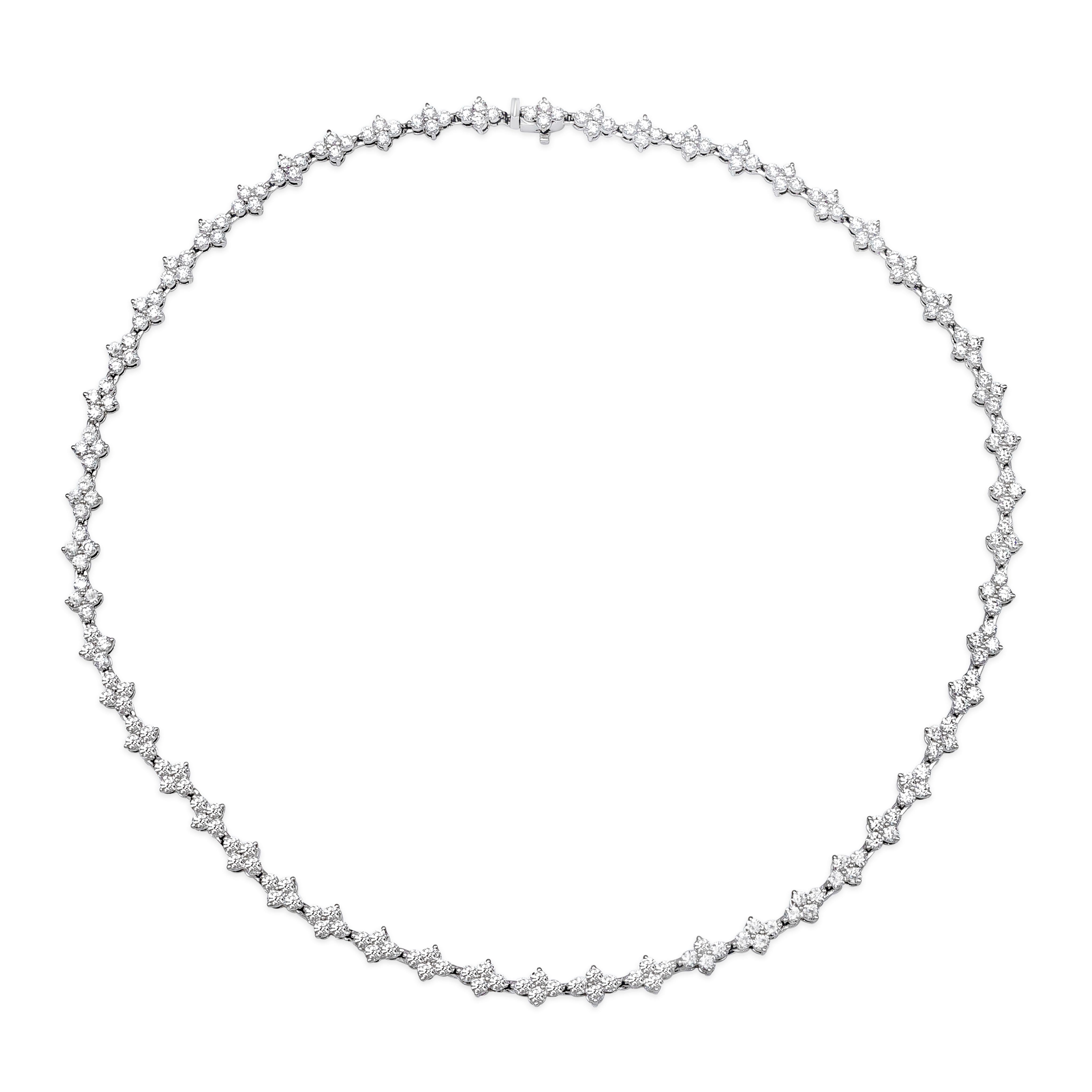 Contemporary Roman Malakov 10.99 Carat Total Diamond Tennis Necklace in White Gold For Sale