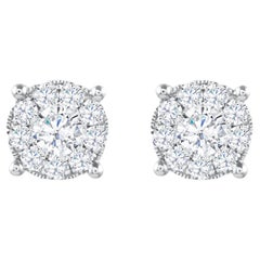 Roman Malakov 1.10 Carat Round Diamond Cluster Stud Earring