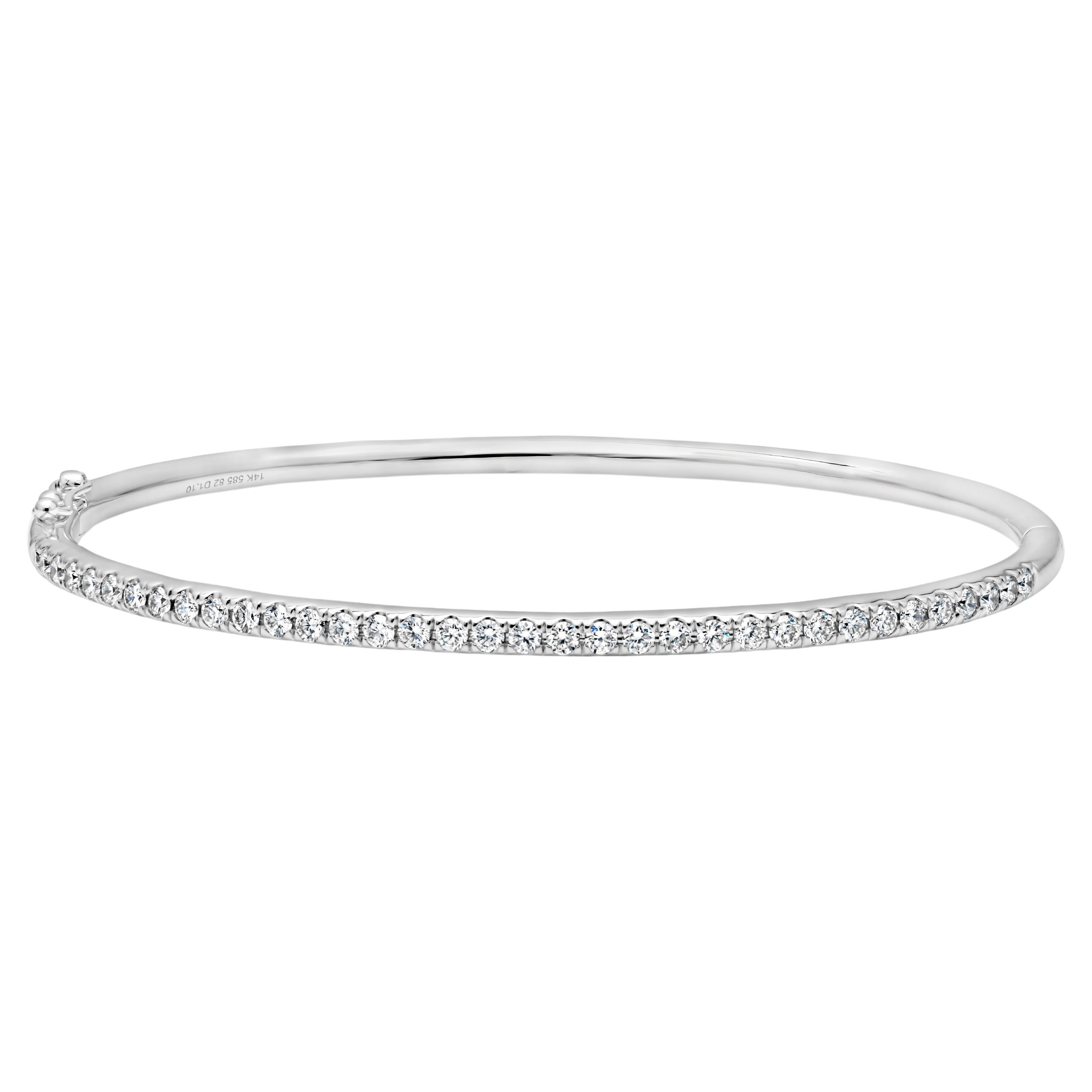 Roman Malakov 1.10 Carats Total Round Brilliant Cut Diamond Bangle Bracelet