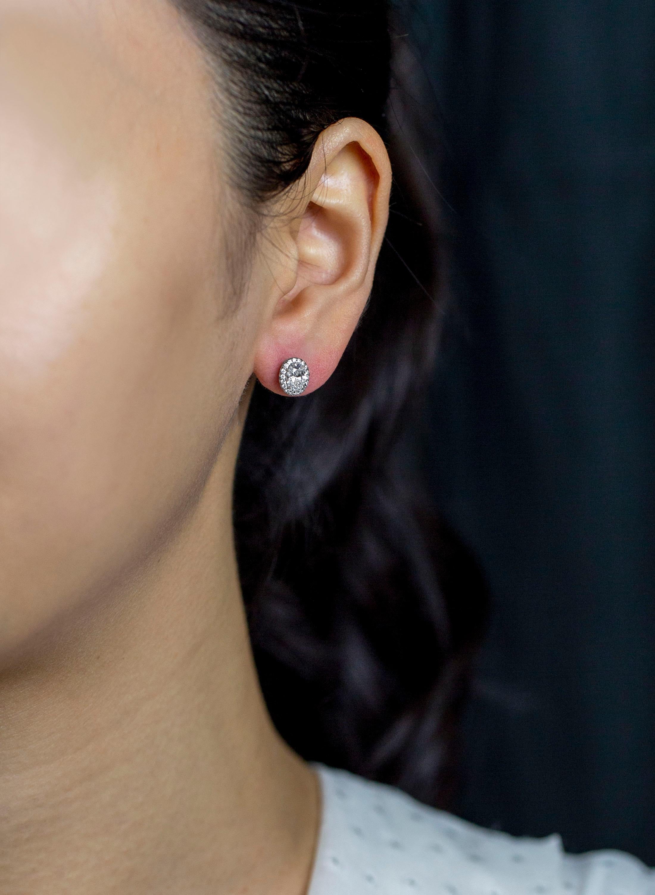 oval diamond halo earrings