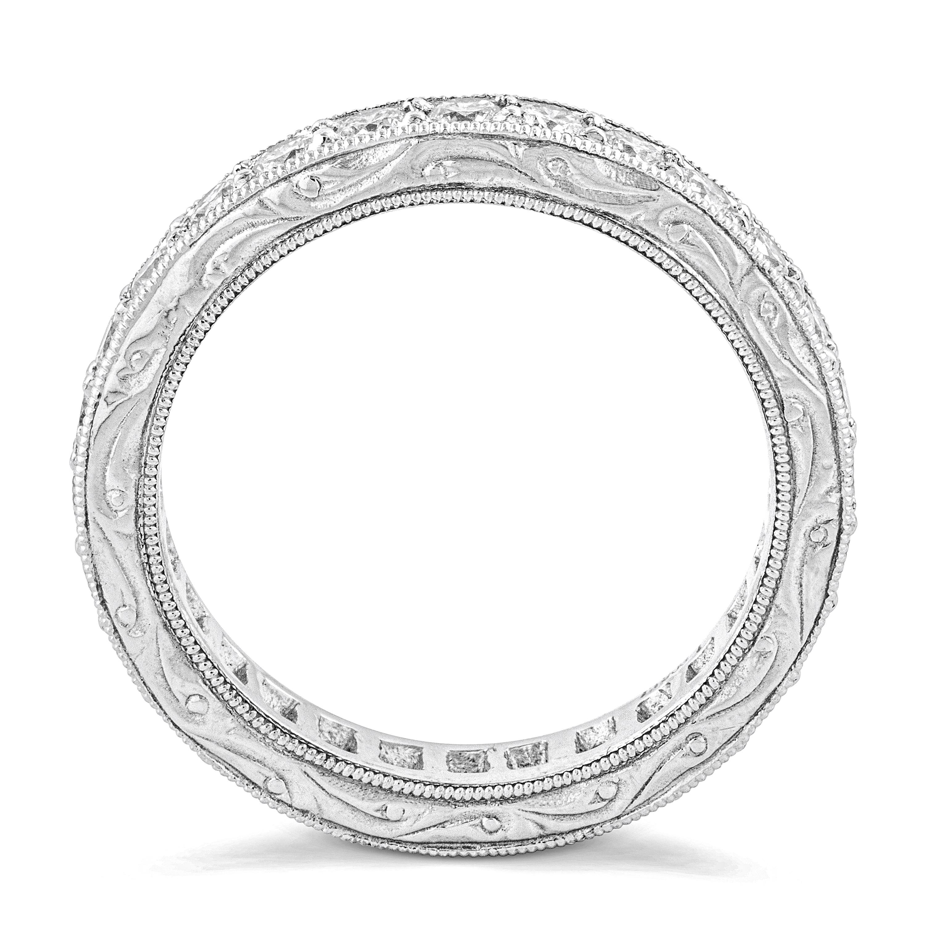 Contemporary  1.10 Carats Total Round Diamond Channel-Set Antique Eternity Wedding Band For Sale