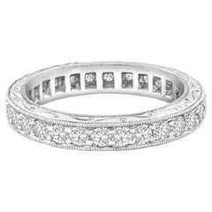  1.10 Carats Total Round Diamond Channel-Set Antique Eternity Wedding Band