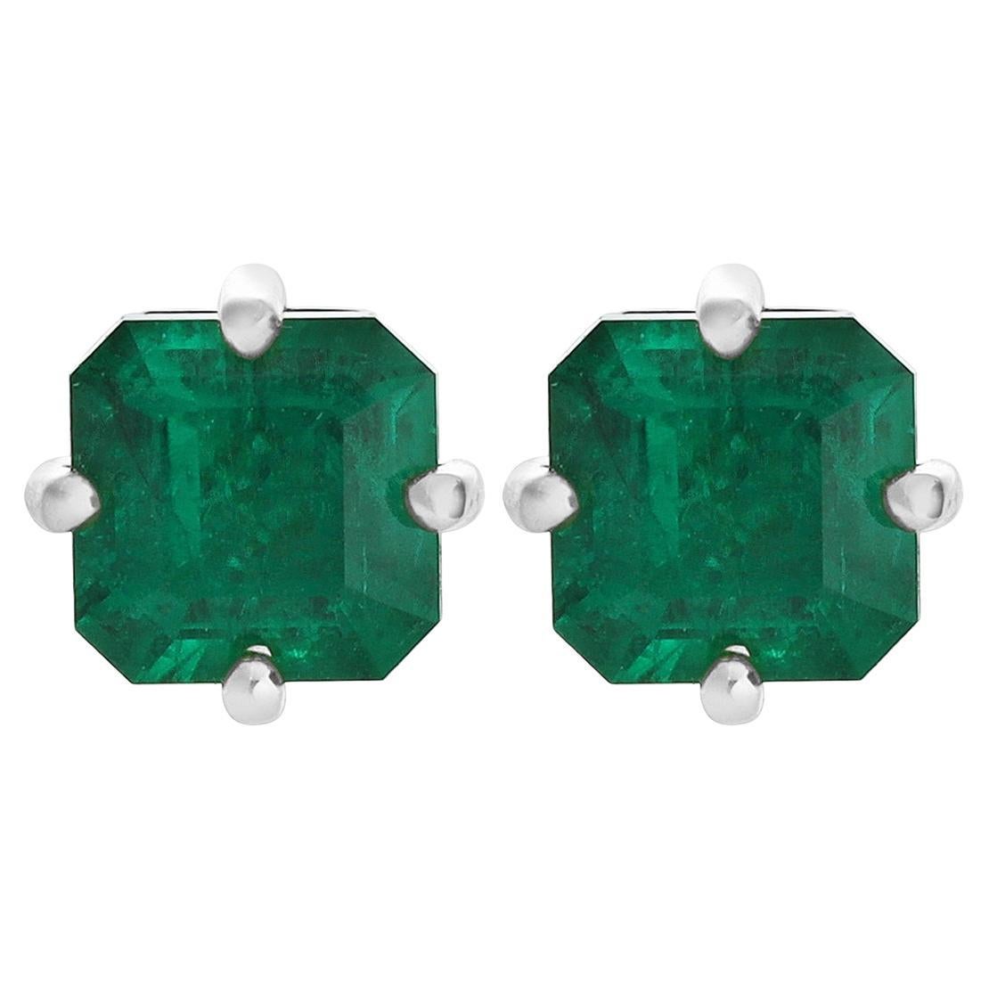 Roman Malakov - Boucles d'oreilles émeraude colombienne de 1,11 carats (taille Asscher)