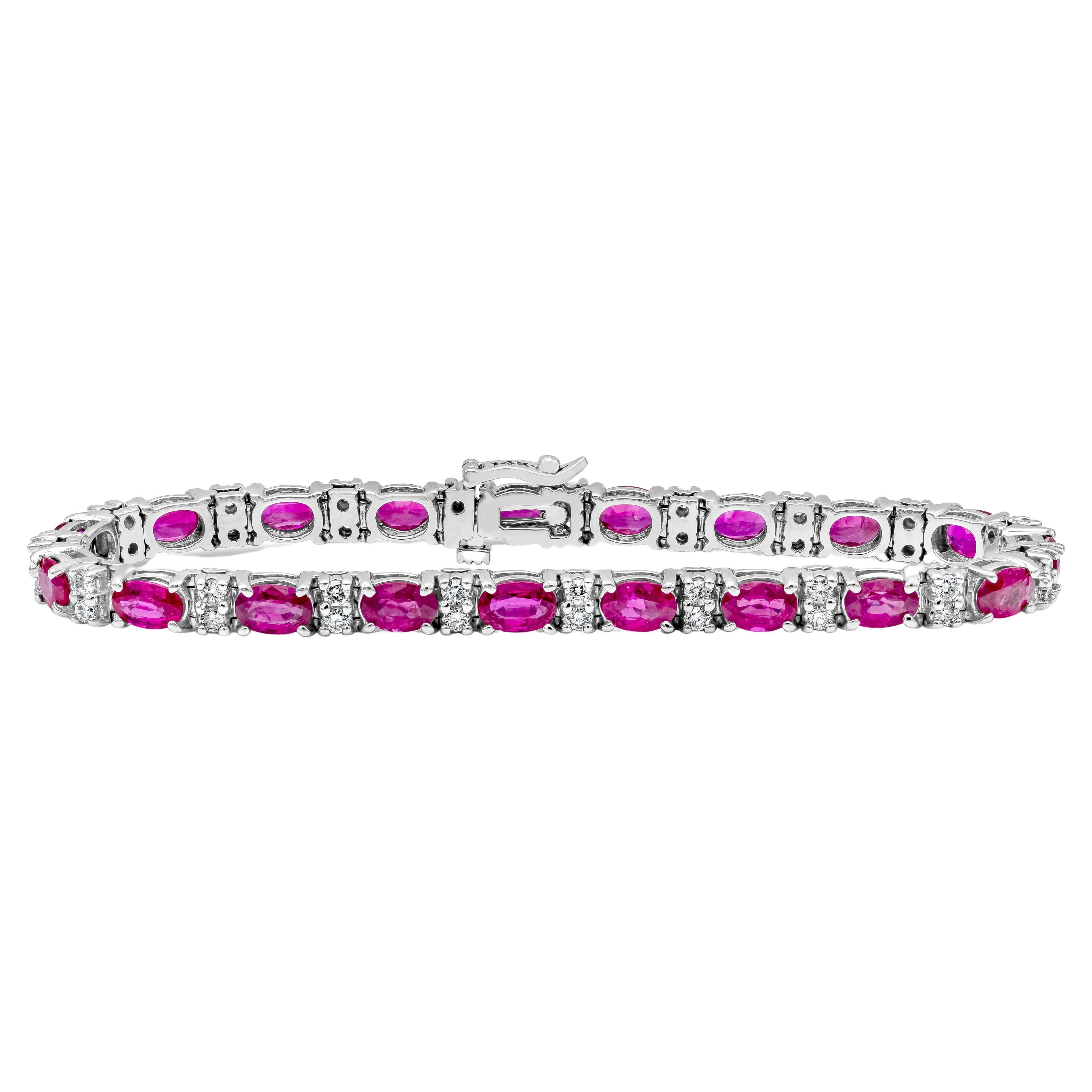 Roman Malakov Bracelet tennis alternant rubis et diamants de 11,11 carats au total