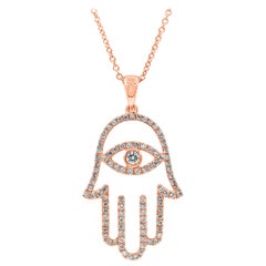 Roman Malakov 1.12 Carat Open-Work Diamond Hamsa Pendant Necklace