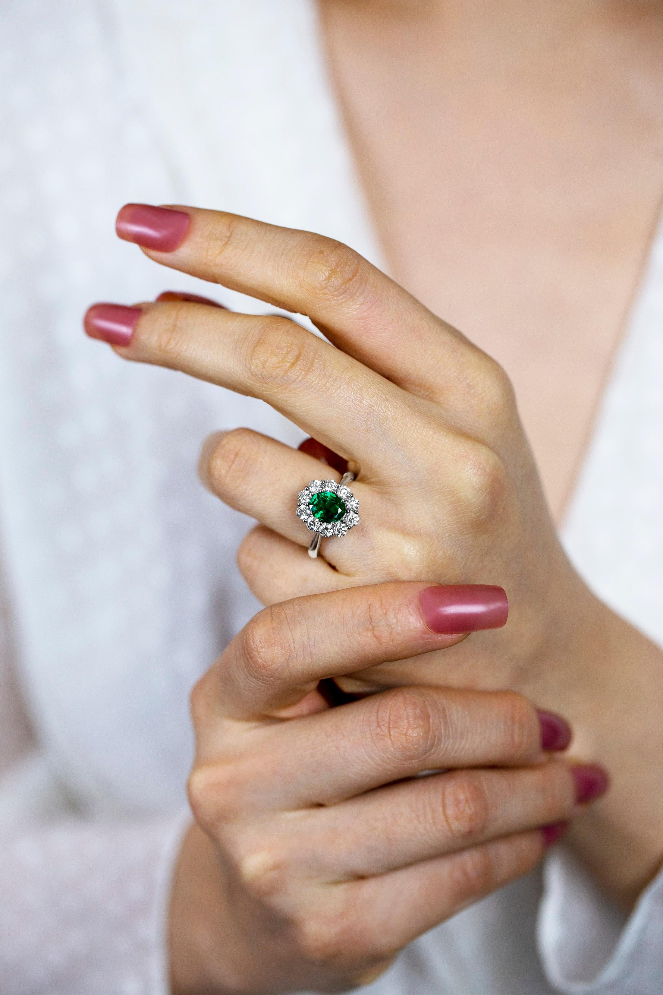 green emerald halo ring