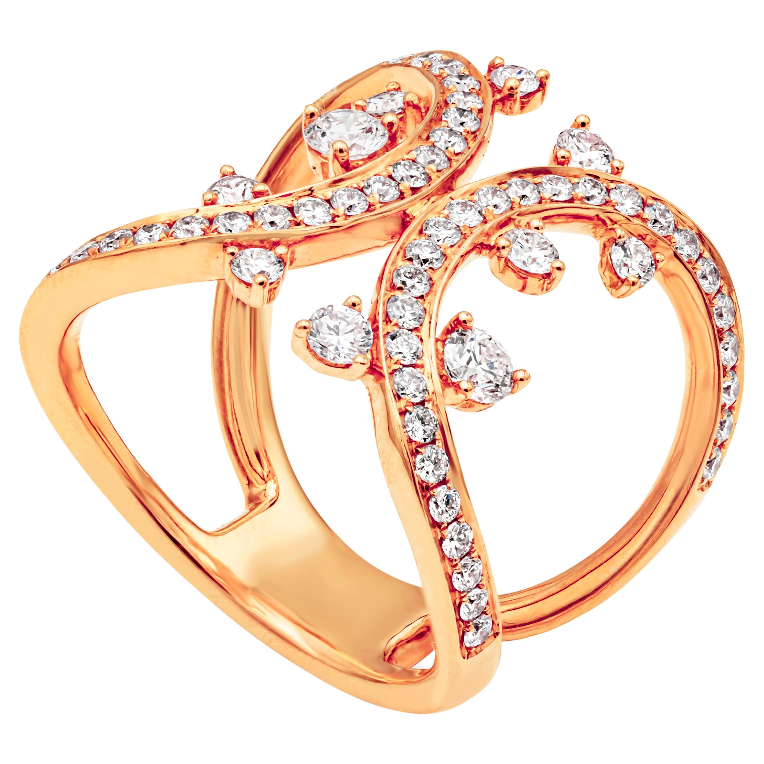 Roman Malakov 1.12 Carats Brilliant Round Diamond Double Shank Fashion Ring For Sale