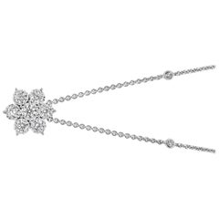 Roman Malakov 1.12 carats Total Round Diamond Cluster Flower Pendant Necklace