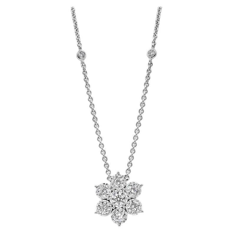 Roman Malakov 1.12 Karat Gesamter runder Diamant-Cluster-Blumenanhänger