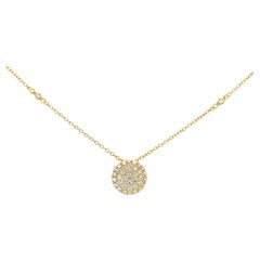 Roman Malakov 1.14 Carats Total Round Cut Diamond Disc Pendant Necklace