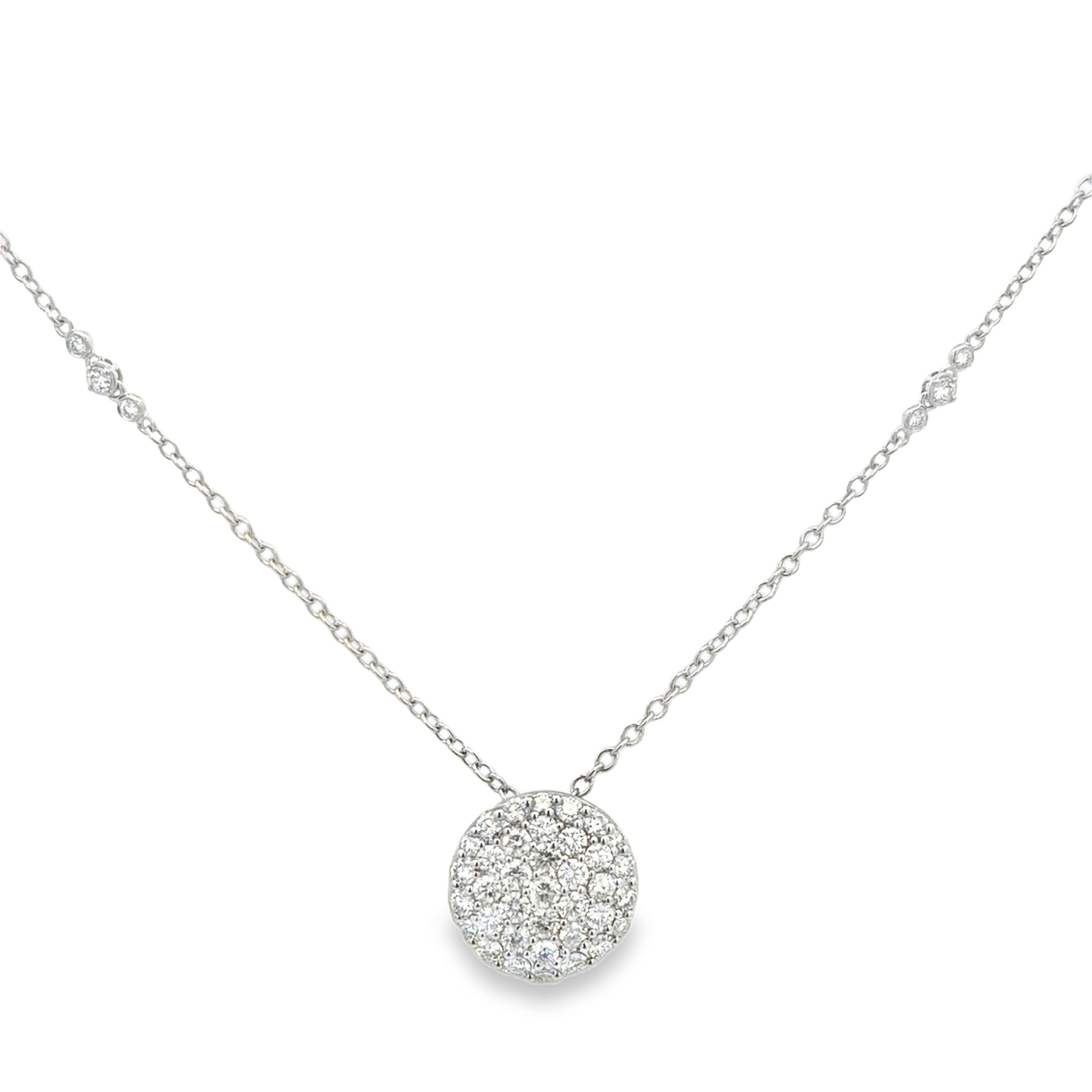 Contemporaneo Roman Malakov Diamonds Collana con disco di diamanti a taglio rotondo da 1,14 carati totali in vendita