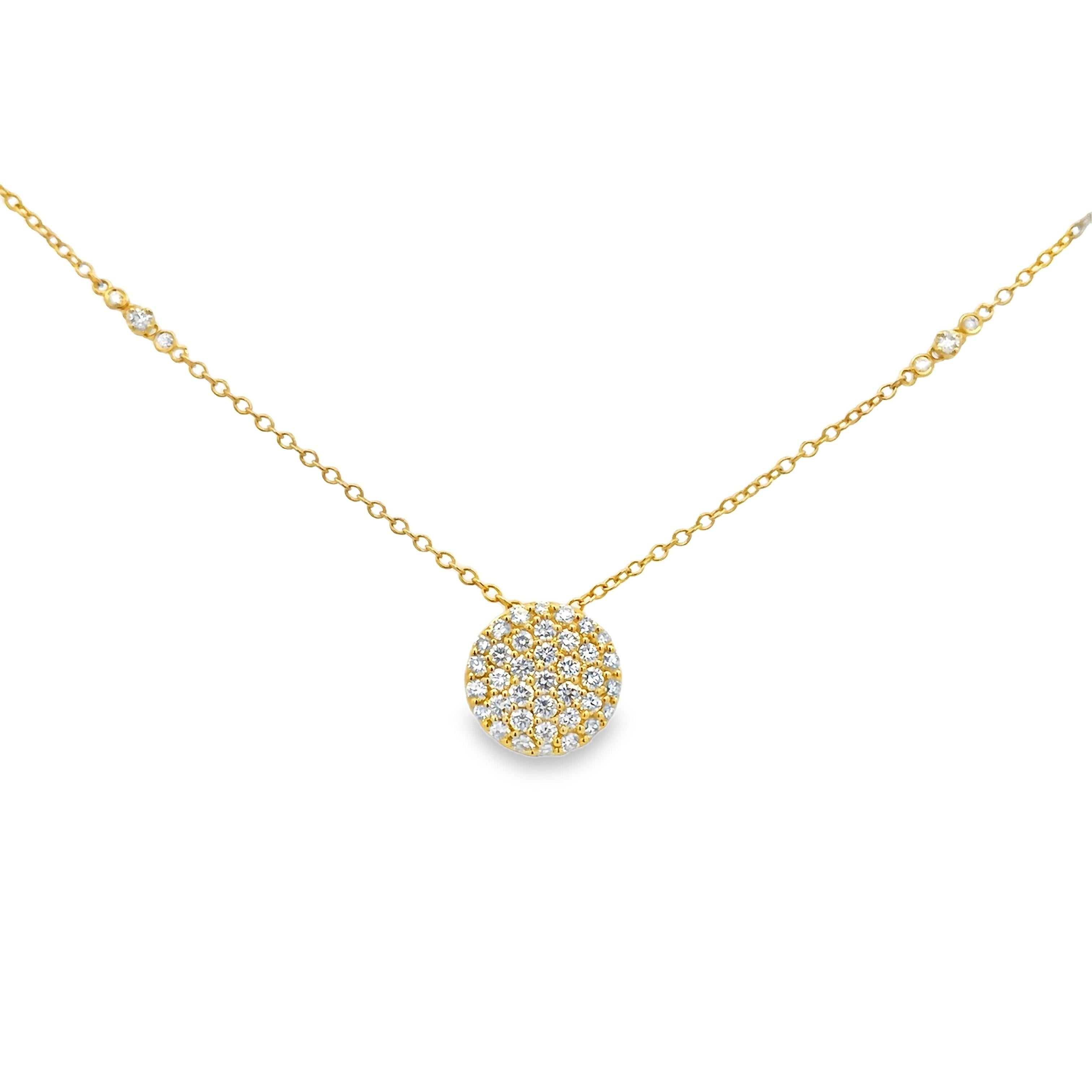 Taglio rotondo Roman Malakov Diamonds Collana con disco di diamanti a taglio rotondo da 1,14 carati totali in vendita