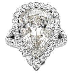 Roman Malakov 10.15 Carats Pear Shape Diamond Halo Engagement Ring in Platinum