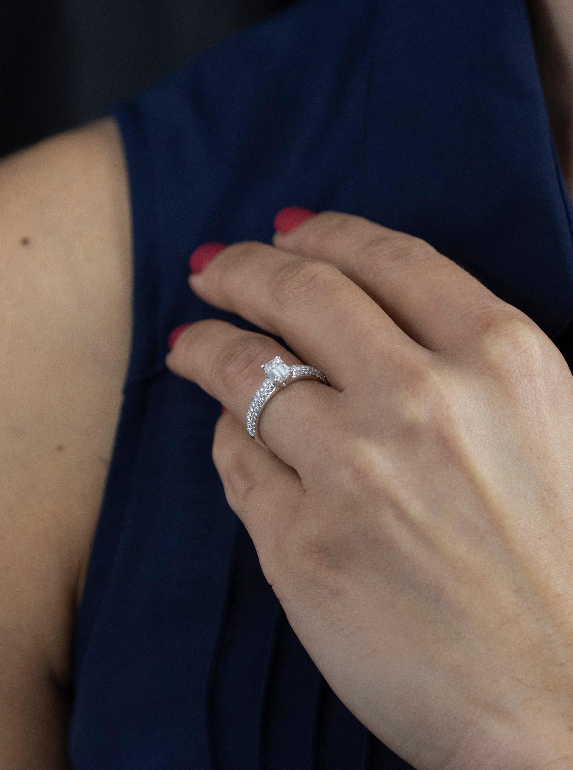 half carat emerald cut diamond ring