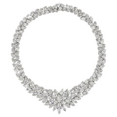 Roman Malakov 115,20 Karat insgesamt Mixed-Cut Diamant-Cluster-Halskette aus Platin