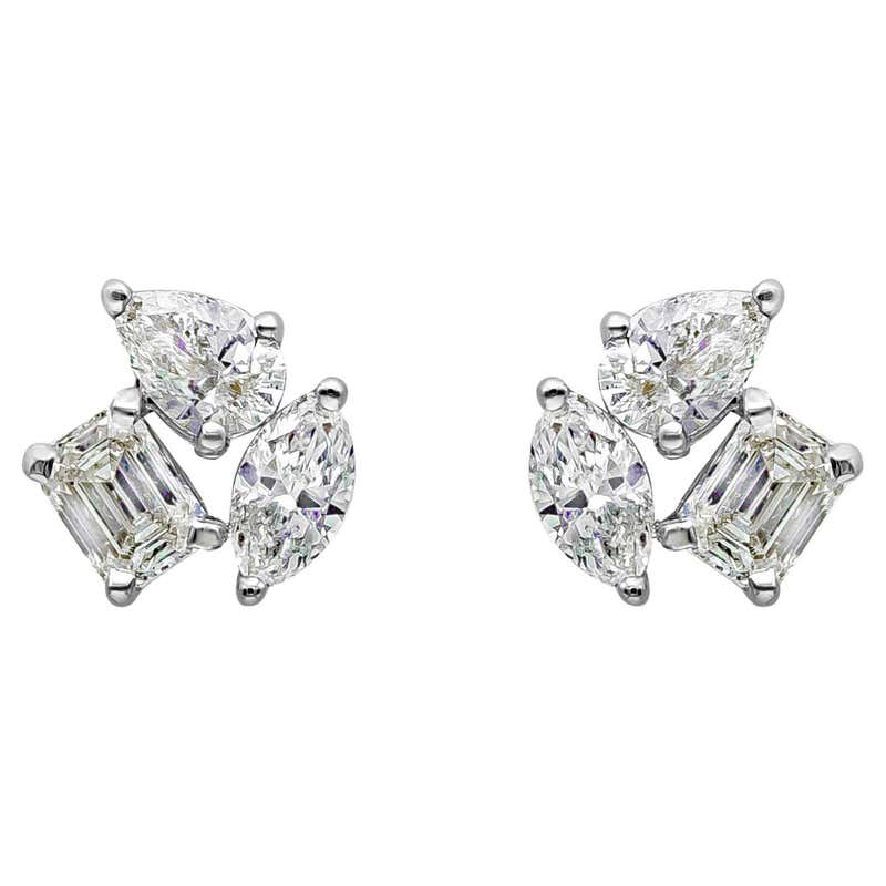 Handcrafted Square Mixed Cut Cobblestone Diamond Studs by Single Stone ...