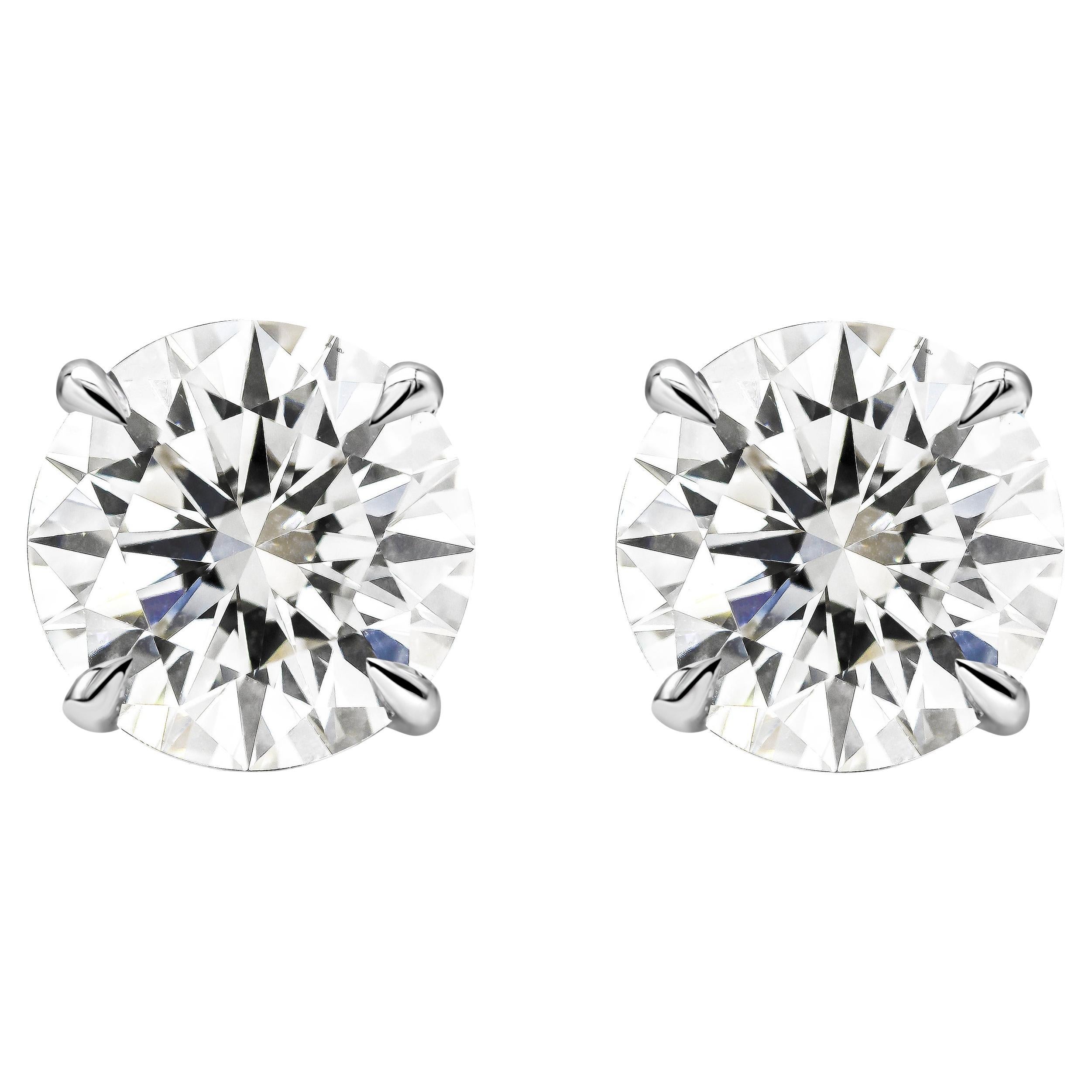 Roman Malakov 1.17 Carat Total Round Diamond Stud Earrings For Sale