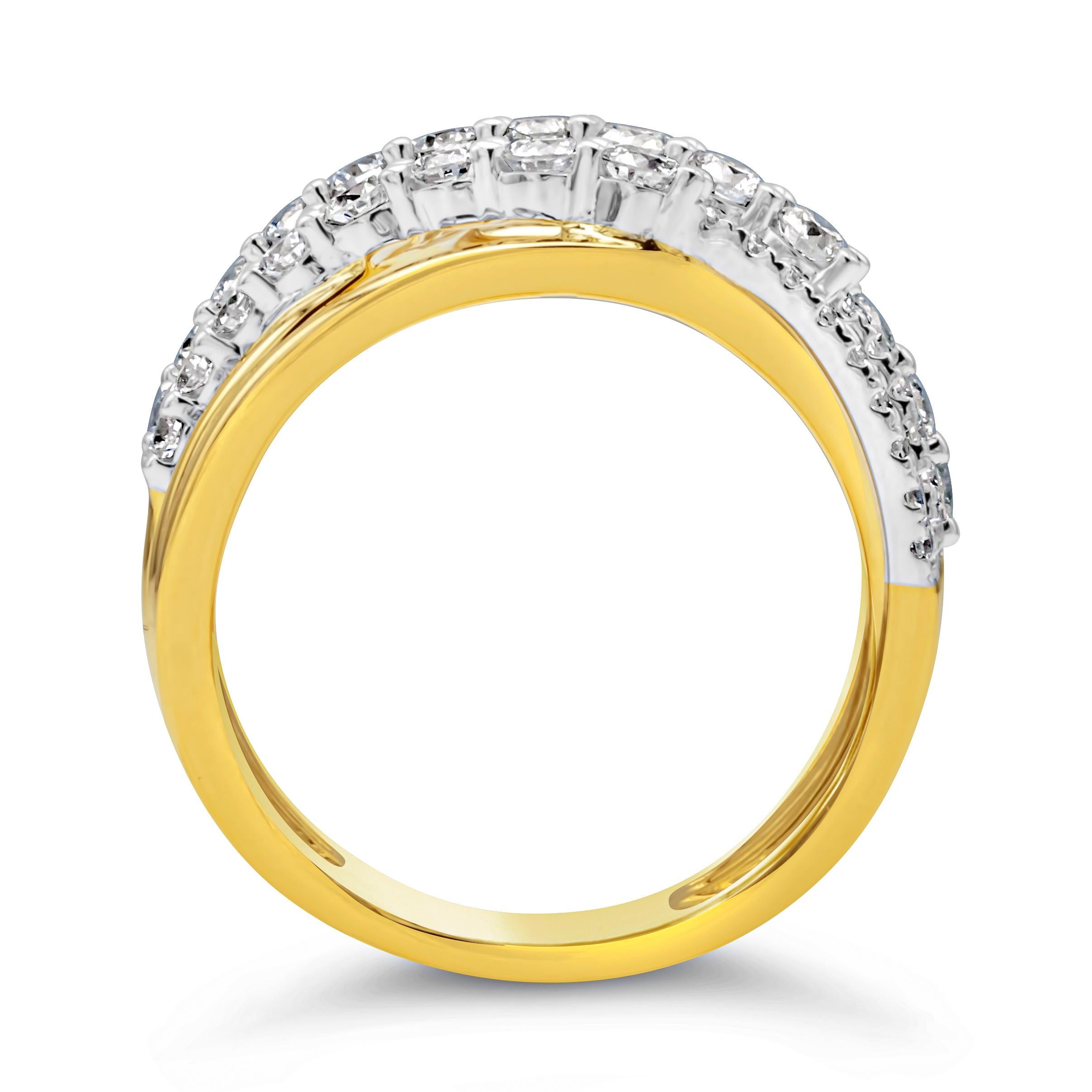 Contemporary Roman Malakov 1.18 Carats Brilliant Round Diamonds Six Row Galaxy Fashion Ring For Sale