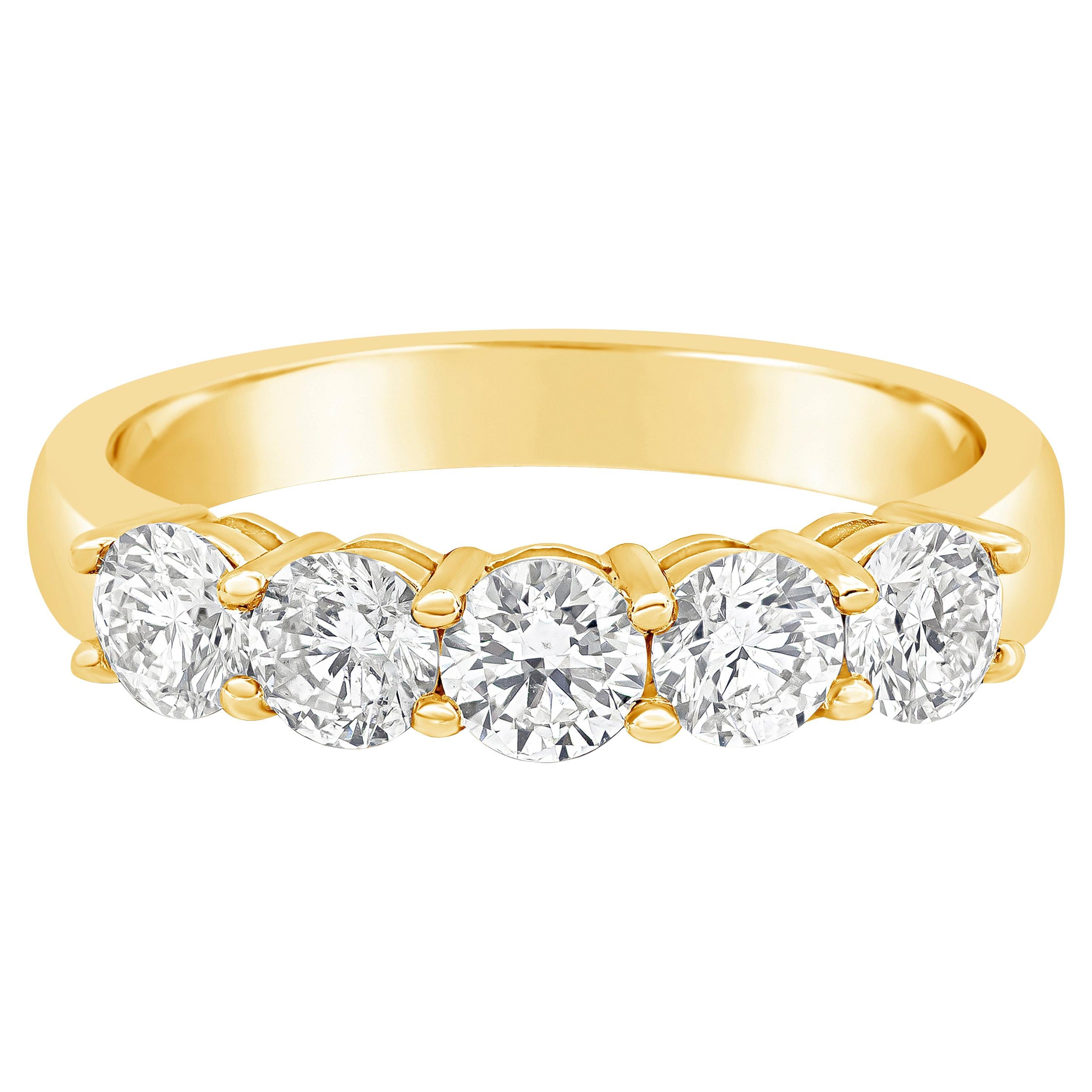 Roman Malakov 1.19 Carat Total Five-Stone Round Diamond Wedding Band Ring