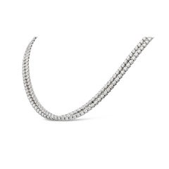 11.90 Carats Total Round Brilliant Cut Diamond Crossover Tennis Necklace