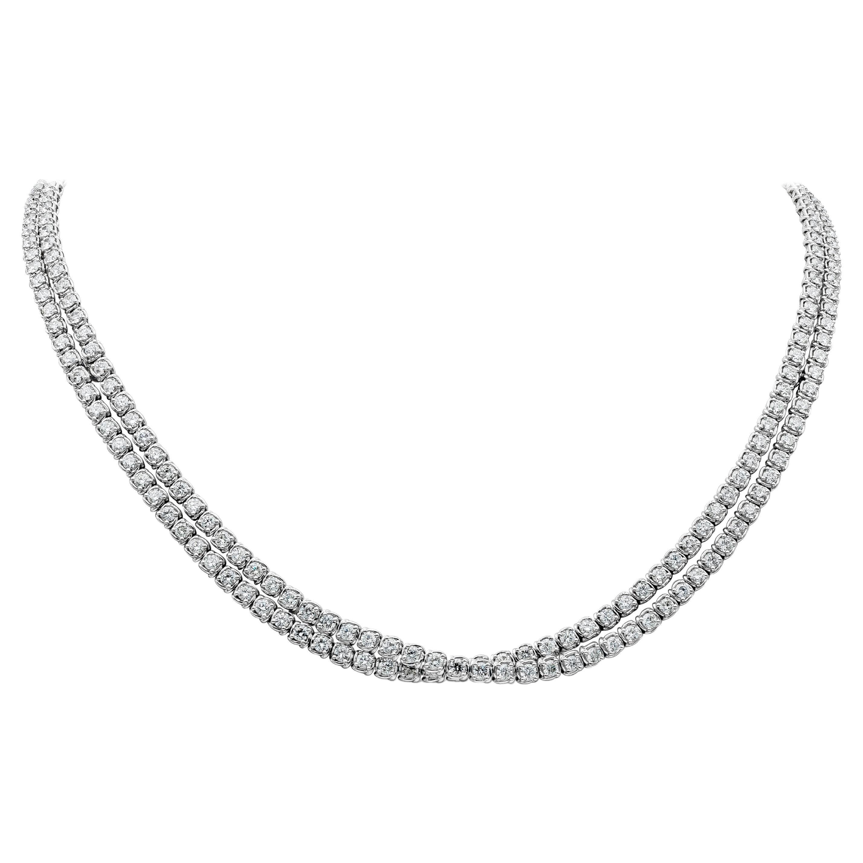 Roman Malakov 11.90 Karat Total Rund Diamant Crossover Diamant Tennis Halskette im Angebot
