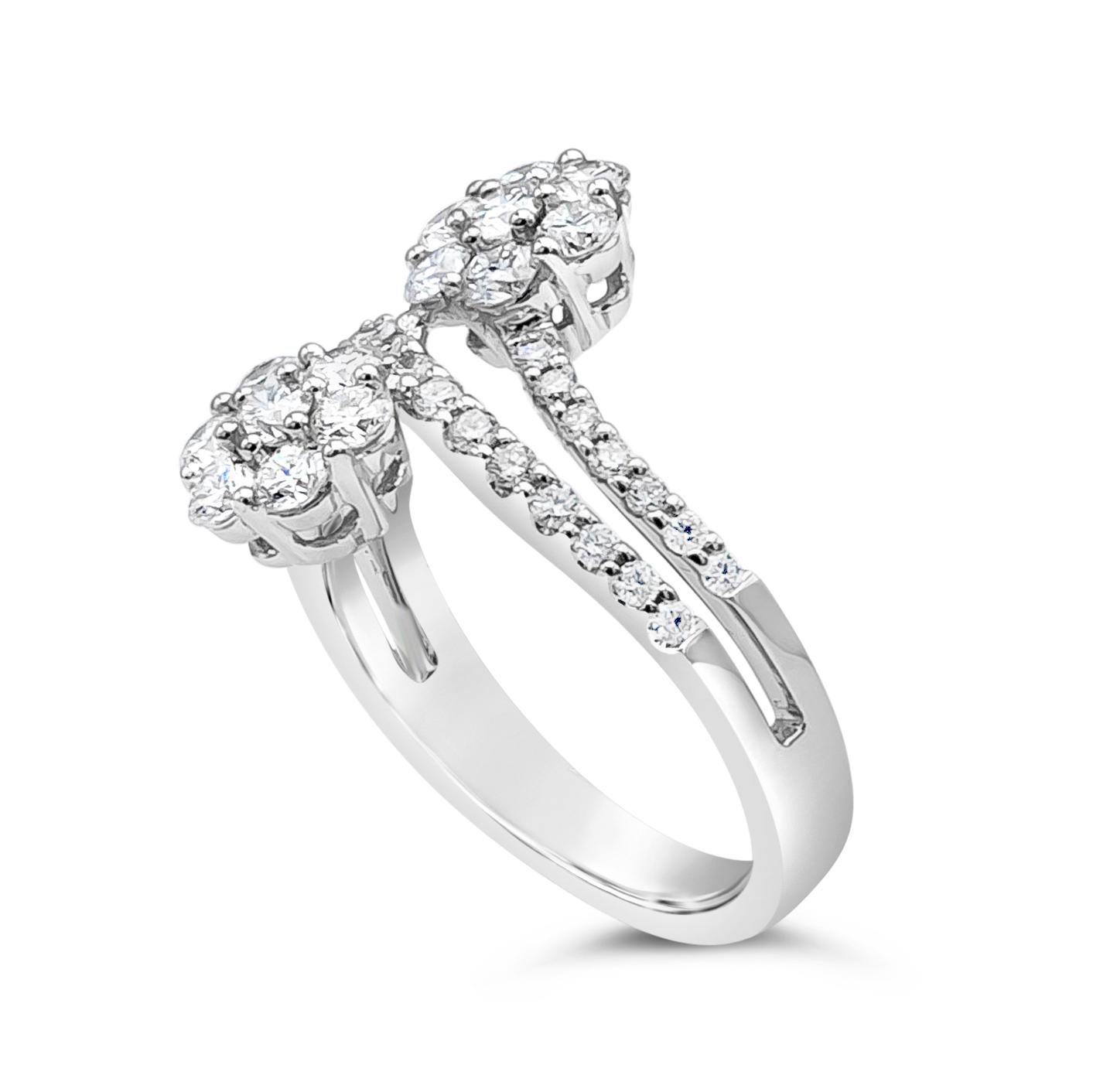 Contemporary Roman Malakov 1.20 Carat Total Brilliant Round Diamond Illusion Fashion Ring For Sale