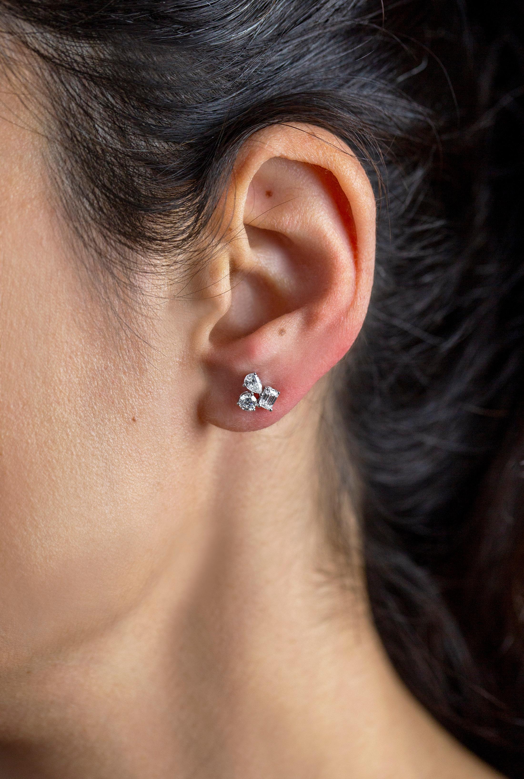 mixed shape diamond earrings