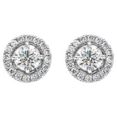 Roman Malakov 1.20 Carats Total Brilliant Round Cut Diamond Halo Stud Earrings