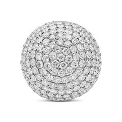 Roman Malakov 12.06 Carat Total Round Brilliant Cut Diamond Dome Cocktail Ring