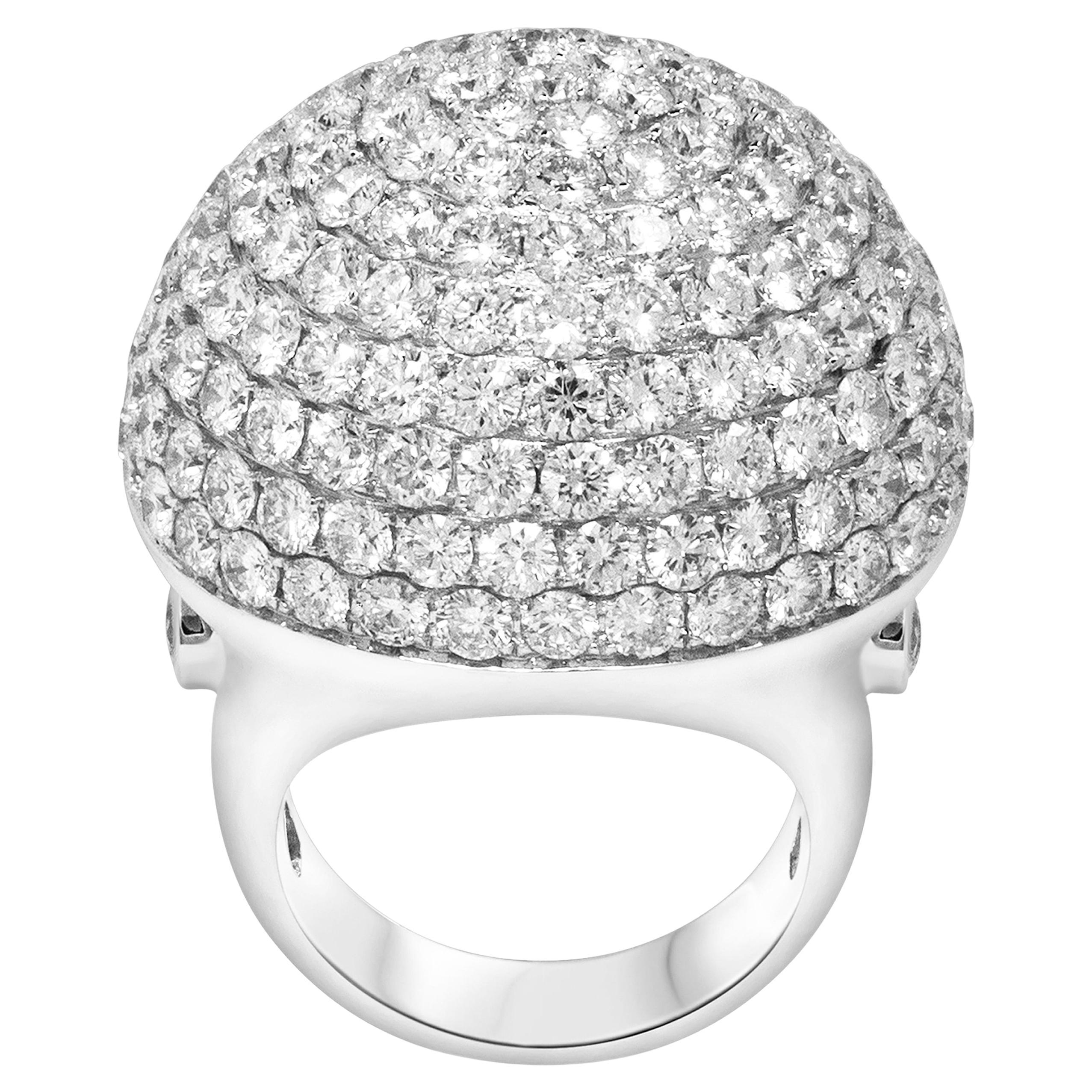 Roman Malakov 12.06 Carat Total Round Brilliant Cut Diamond Dome Cocktail Ring