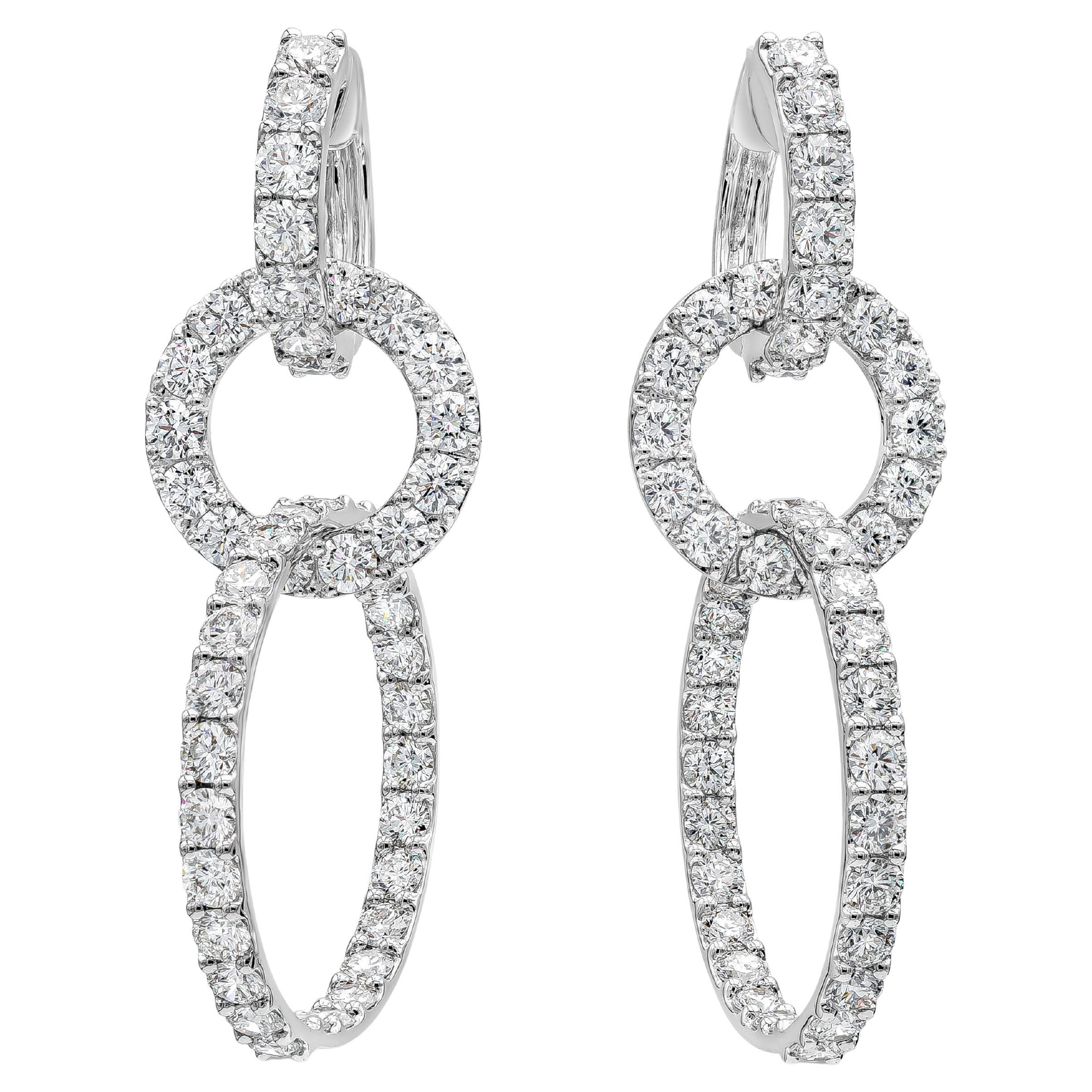 Roman Malakov 12.15 Carat Total Triple Ring Diamond Drop Fashion Earring