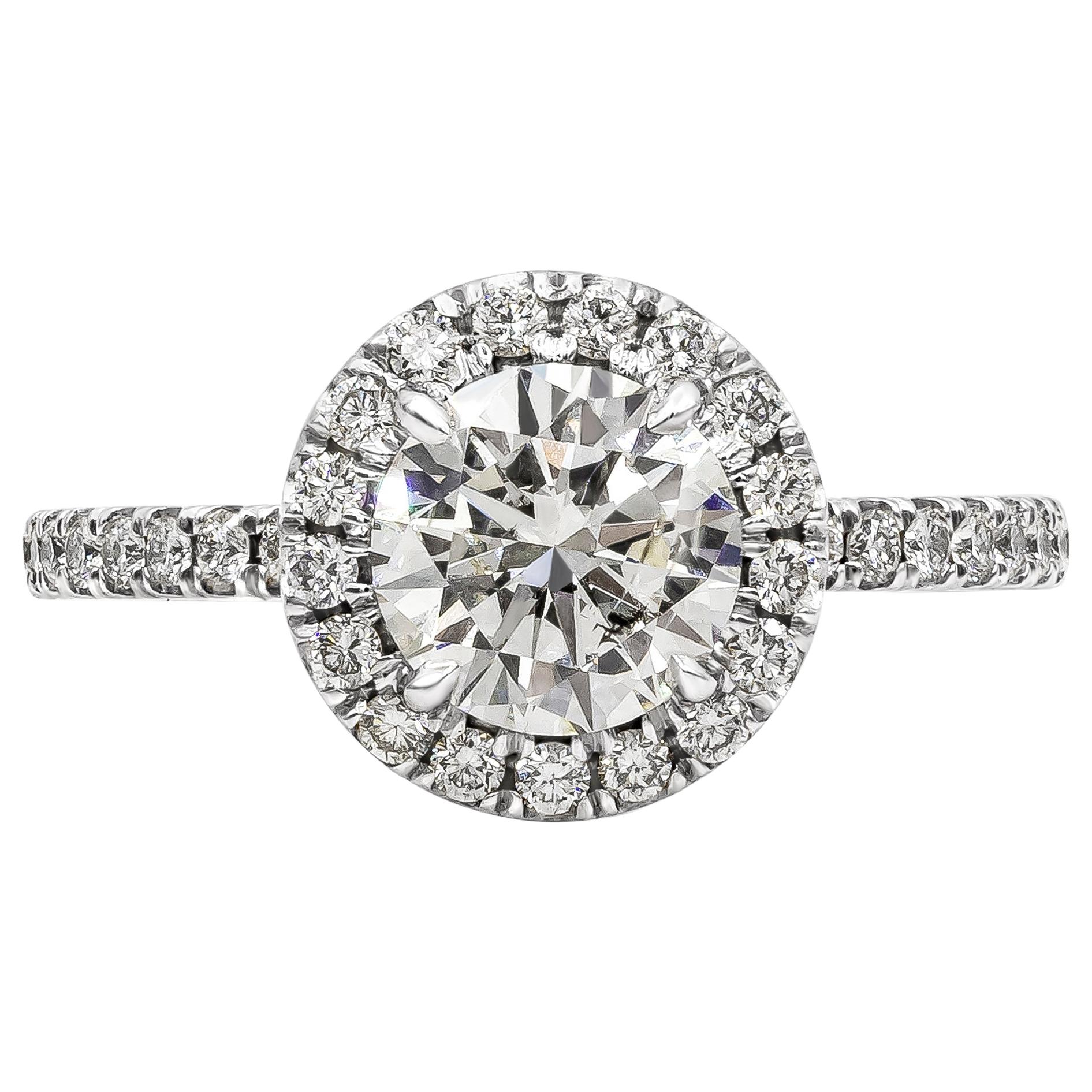 Roman Malakov 1.22 Carats Brilliant Round Cut Diamond Halo Engagement Ring For Sale