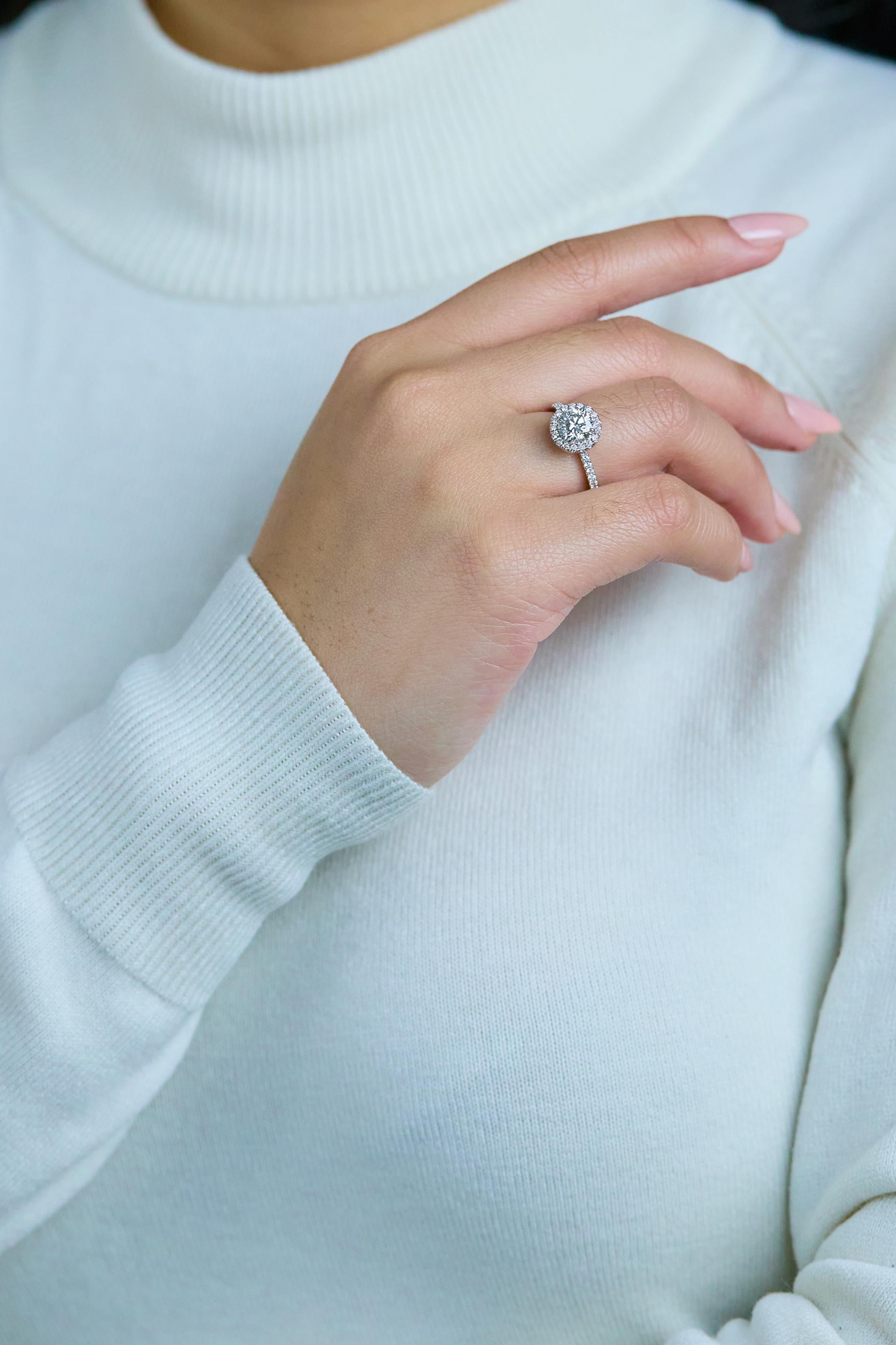 Round Cut Roman Malakov 1.22 Carats Round Brilliant Cut Diamond Halo Engagement Ring For Sale