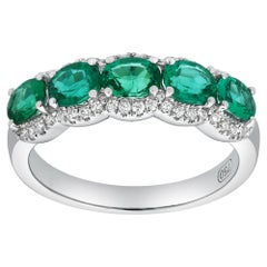 Roman Malakov 1.23 Carats Oval Cut Emerald & Diamond Halo Fashion Ring