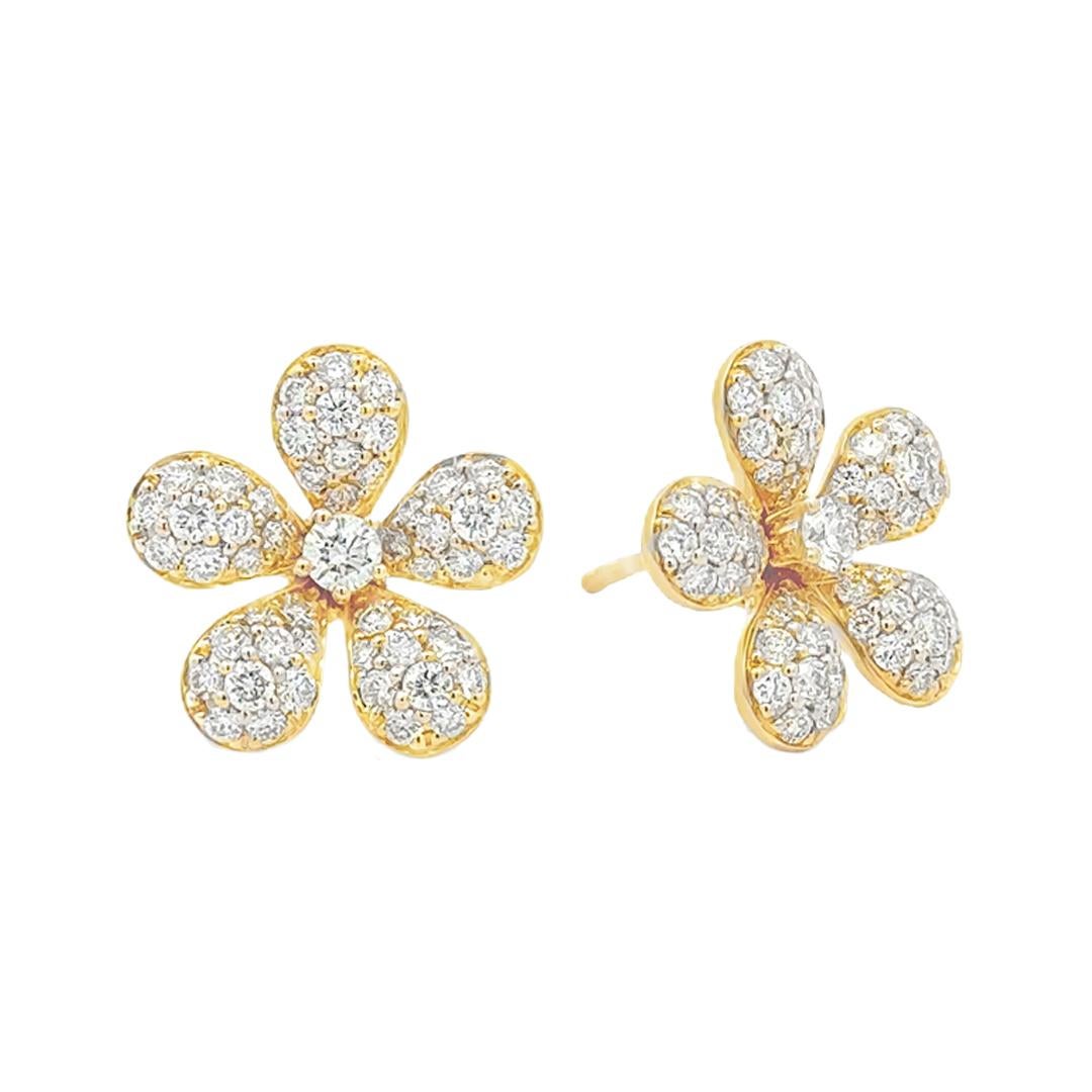 Roman Malakov 1.23 Karat Total Rundschliff Diamant Blumen Ohrstecker (Zeitgenössisch) im Angebot