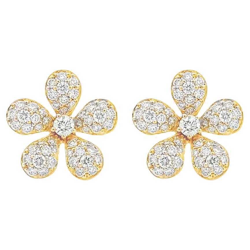 Roman Malakov 1.23 Karat Total Rundschliff Diamant Blumen Ohrstecker