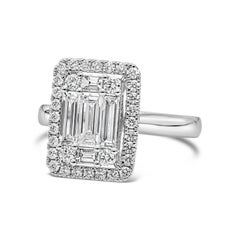 Roman Malakov 1.24 Carats Total Baguette & Round Diamond Cluster Engagement Ring