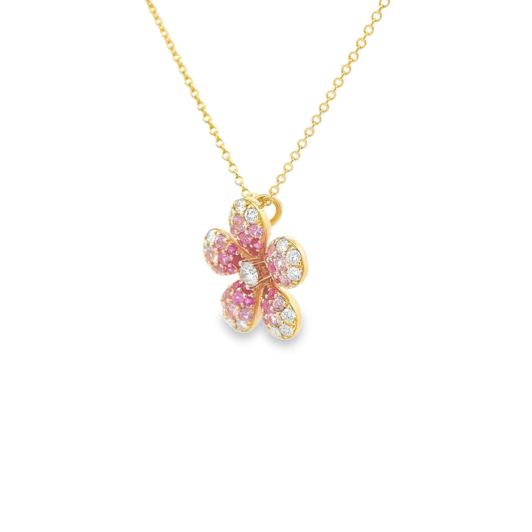 Roman Malakov 1,24 Karat Gesamt Rundschliff Multi-Color Edelsteine Floral Halskette (Zeitgenössisch) im Angebot