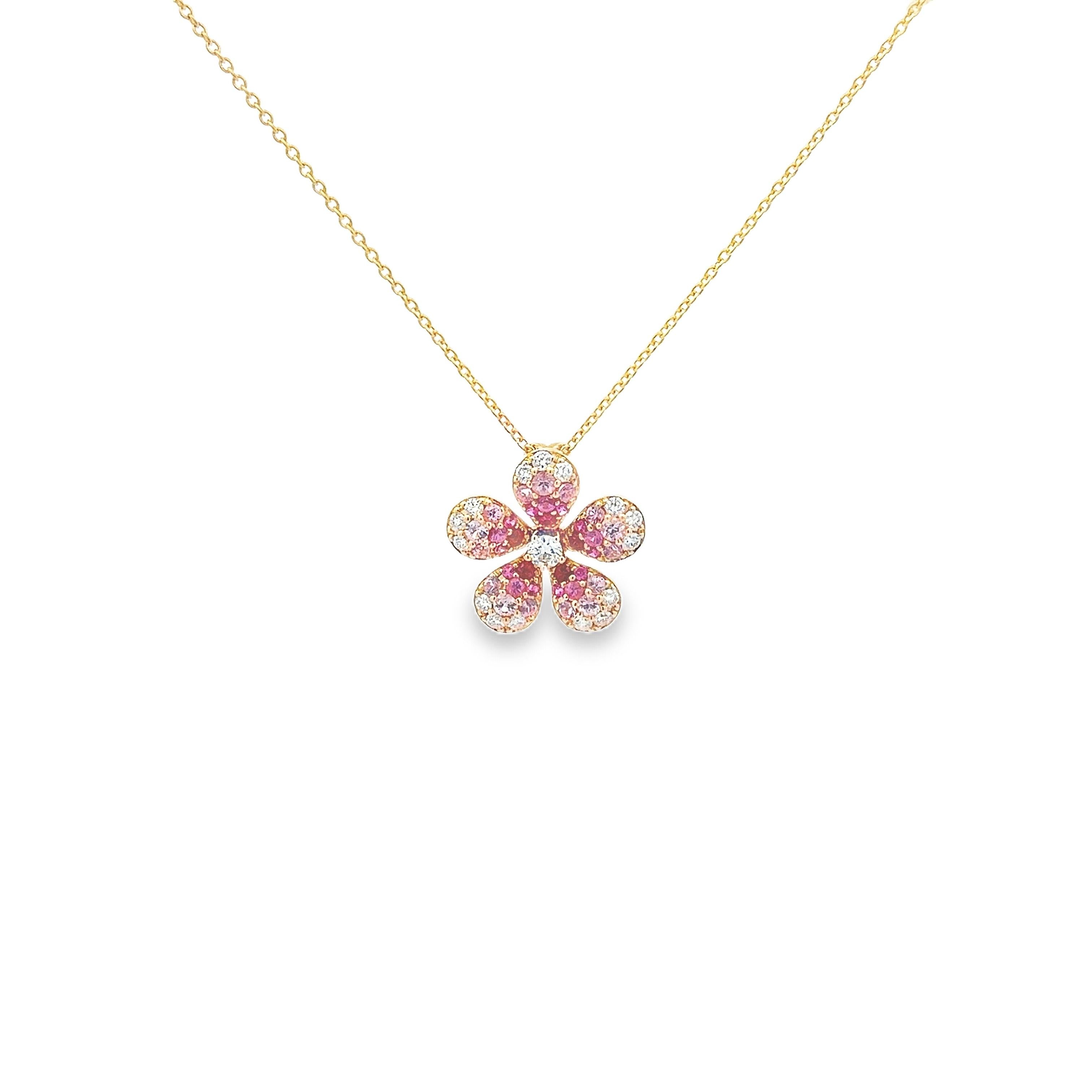 Roman Malakov 1,24 Karat Gesamt Rundschliff Multi-Color Edelsteine Floral Halskette im Zustand „Neu“ im Angebot in New York, NY