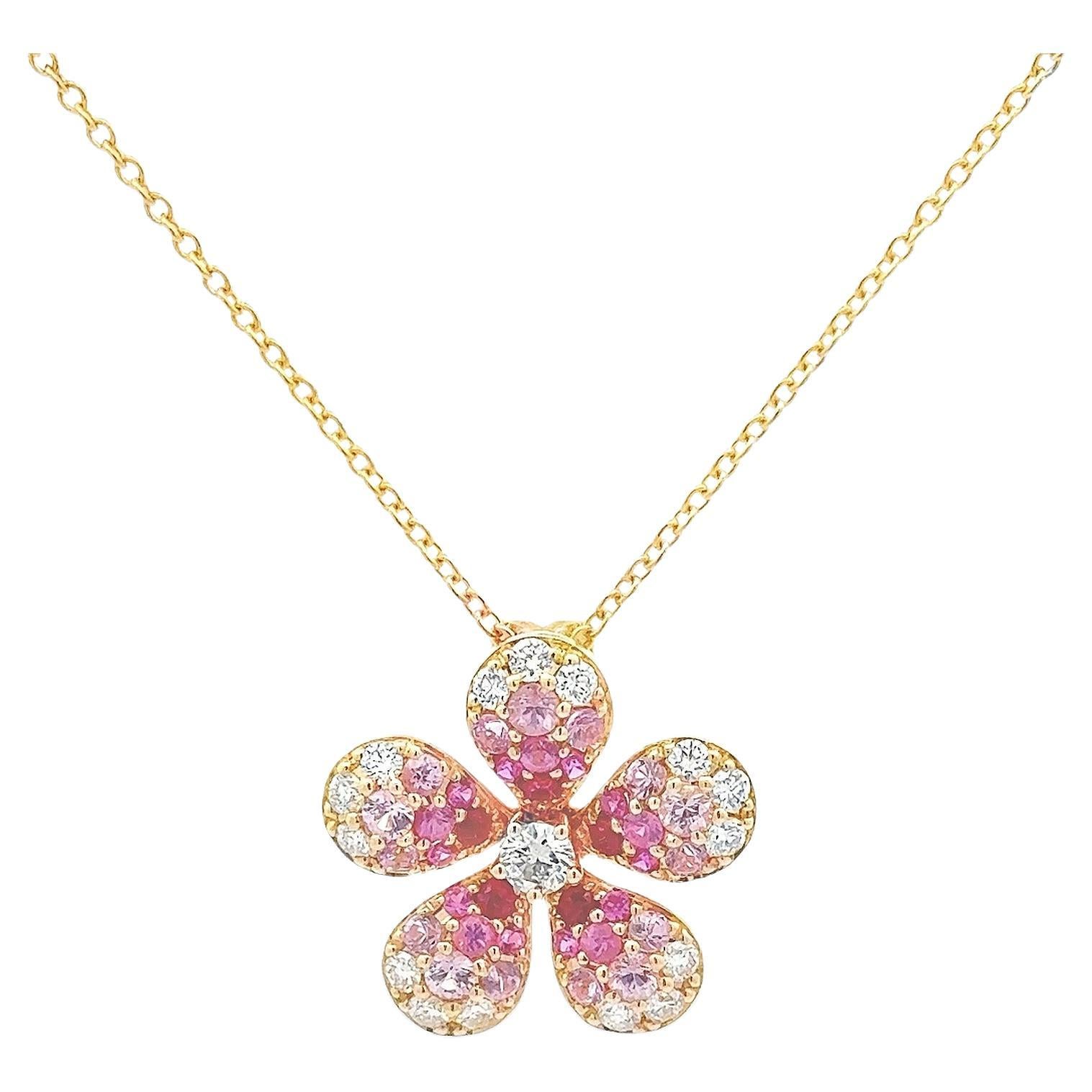 Roman Malakov 1,24 Karat Gesamt Rundschliff Multi-Color Edelsteine Floral Halskette