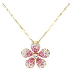 Roman Malakov 1.24 Carats Total Round Cut Multi-Color Gemstones Floral Necklace