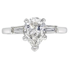 Roman Malakov 1.25 Carats Pear Shape Diamond Three-Stone Engagement Ring