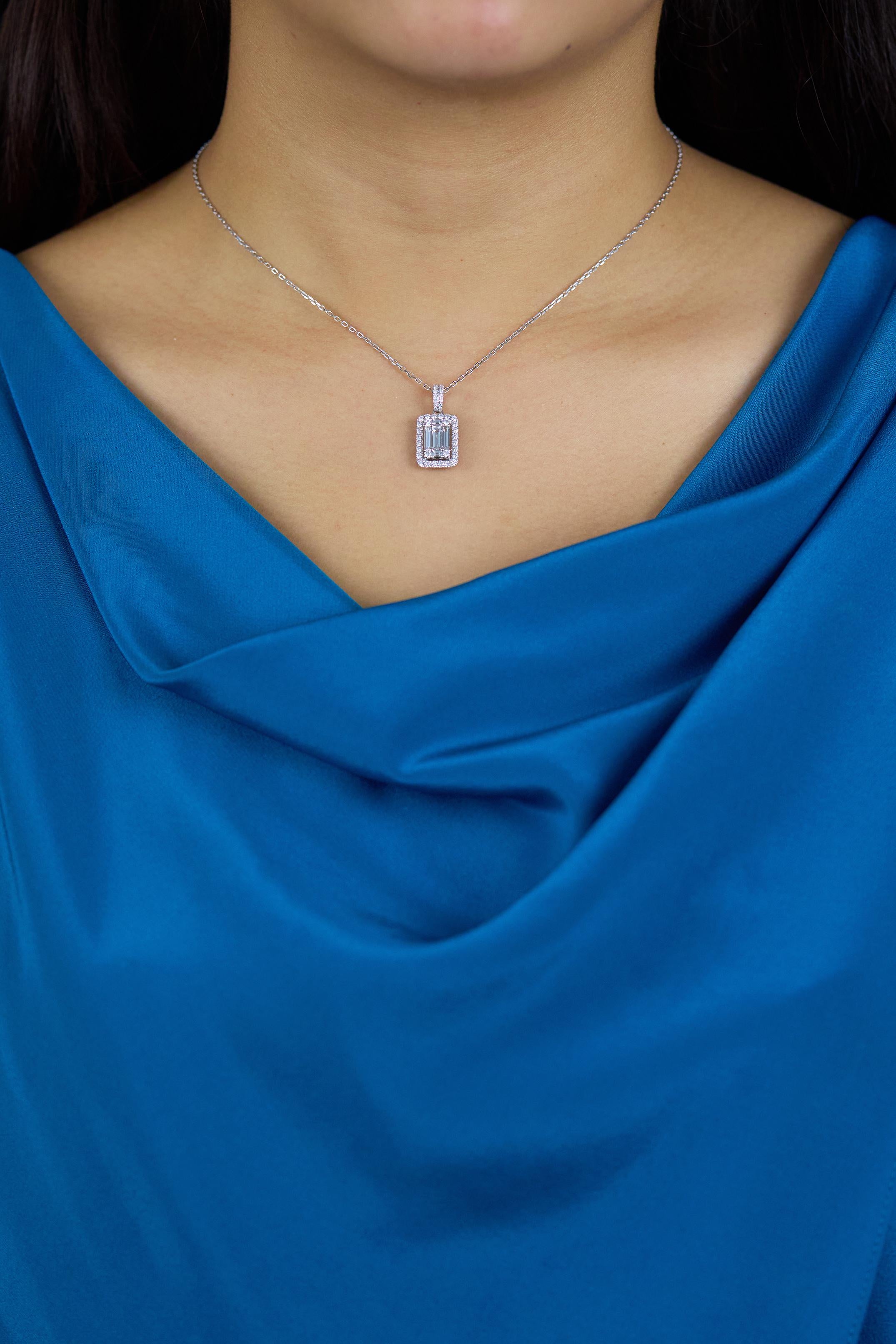 Contemporaneo Roman Malakov Diamonds Collana con ciondolo a illusione con diamanti a taglio misto da 1,25 carati totali