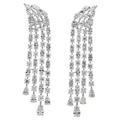 Roman Malakov 12.53 Carat Total Four Strand Multi Shape Diamond Drop Earrings