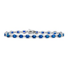 Roman Malakov 12,56 Karat Ovalschliff Blauer Saphir & Diamant-Tennisarmband