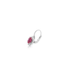 Roman Malakov 1.26 Carats Total Oval Cut Ruby & Diamond Halo Leverback Earrings