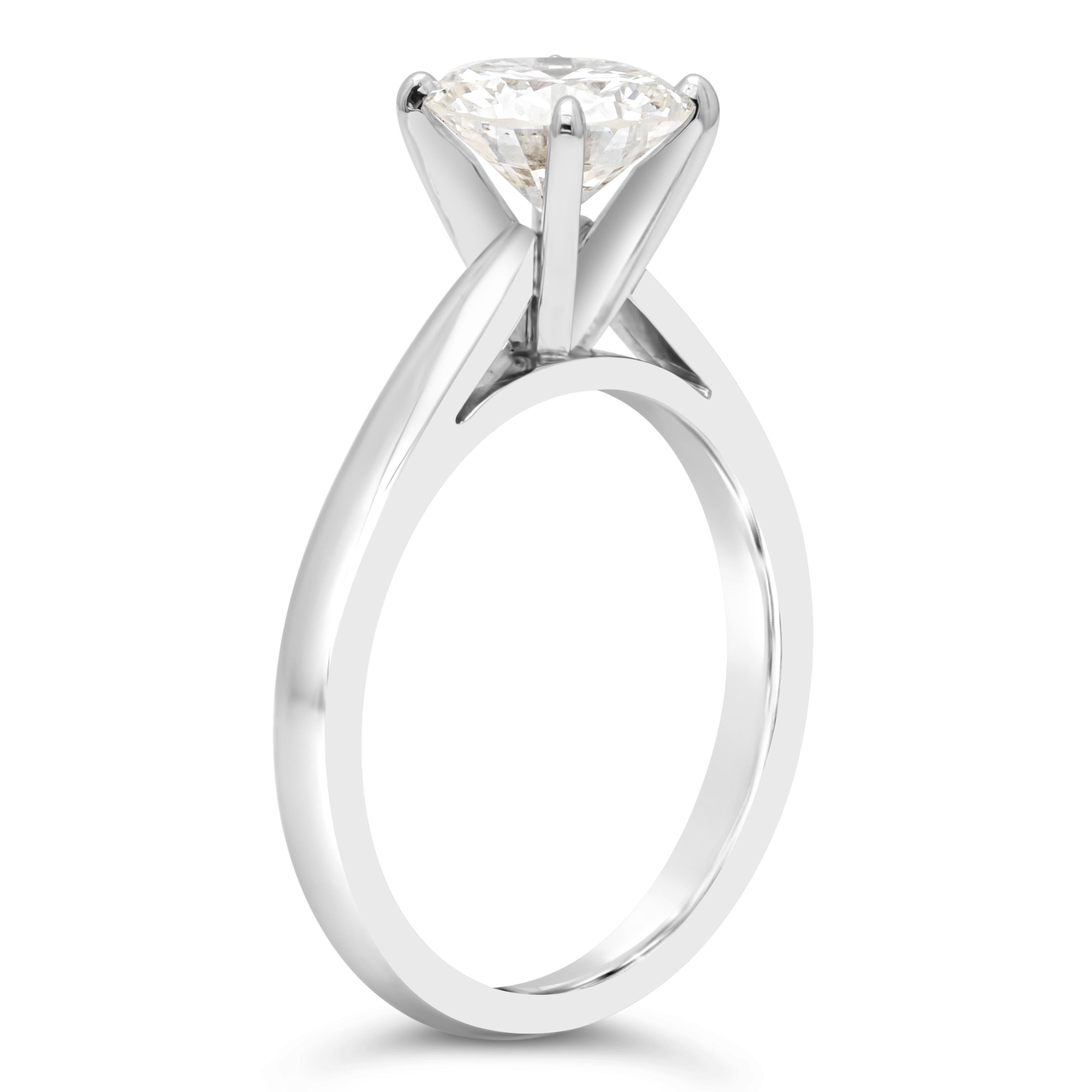 Taille ronde Roman Malakov Diamonds Bague de fiançailles solitaire en diamant rond brillant total de 1,30 carat en vente